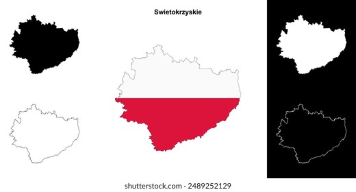 Swietokrzyskie province outline map set