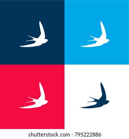 Swift bird shape four color material and minimal icon logo set in red and blue