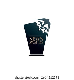 Swift bird themed news award logo. Vector illustration.
