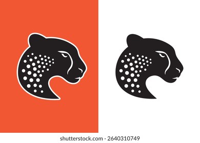 Swift cheetah head silhouette, spots indicated by black-dot clusters