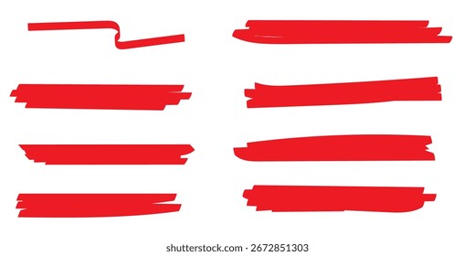 Swift crossed and wavy underlines. Black, Red Hand drawn marker lines icon vector set. Doodle sketch strokes for underline, highlight, notes, planner, web, presentation, or creative design elements.