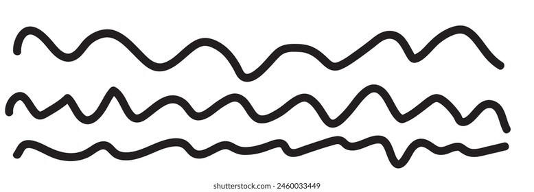 Swift crossed and wavy underlines. Underline markers collection. Vector illustration of scribble lines isolated on white background.