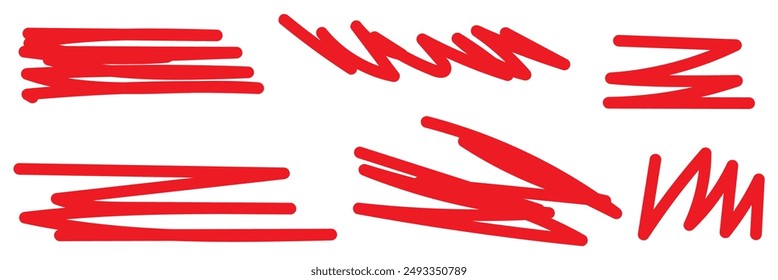 Swift crossed and wavy underlines. Underline markers collection. Vector illustration of scribble lines isolated on white background.