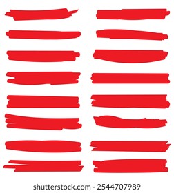 Subrayados cruzados y ondulados rápidos. Subrayar la colección de los marcadores. Ilustración vectorial de líneas de garabatos aisladas sobre fondo blanco. 333