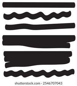 swift crossed and wavy underlines, underline marker collection, vector illustration of scribble line set