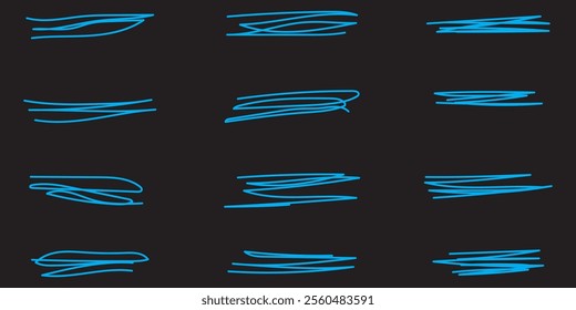 Swift crossed and wavy underlines. Underline markers collection. Vector illustration of scribble lines design eps 10