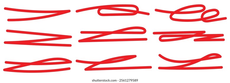 Swift crossed and wavy underlines. Underline markers collection. Vector illustration of scribble lines isolated on white background.