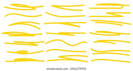 Swift crossed and wavy underlines. Underline markers collection. Vector illustration of scribble lines isolated on white background.