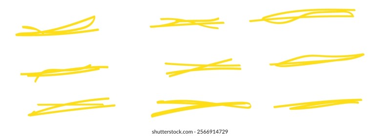 Swift crossed and wavy underlines. Underline markers collection. Vector illustration of scribble lines isolated on white background.scribble doodles.
