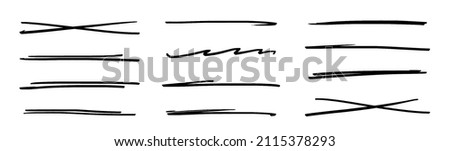 Swift crossed and wavy underlines. Underline markers collection. Vector illustration of scribble lines isolated on white background. Foto d'archivio © 