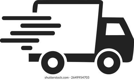 Ilustração vetor caminhão de entrega rápida retrata transporte expresso e entrega rápida de pacotes. Ideal para e-commerce, compras on-line e promoções de serviços de entrega que demonstram velocidade e confiabilidade