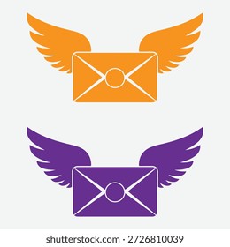 Concepto de entrega de mensajes digitales Swift con vibrantes iconos de sobres alados
