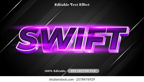 Swift editable text effect vibrant modern color shiny. Text style effect. Editable fonts vector files