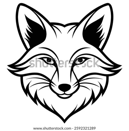 The swift fabled fox head, wolf head icon on black and white background image logo art silhouette line art icon sign vector illustration for photo overlays t-shirt print flyer poster design.