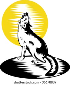 Swift fox or wolf howling at the moon