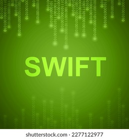 SWIFT inscription on binary background. Programming language, computer courses, training. EPS10 vector