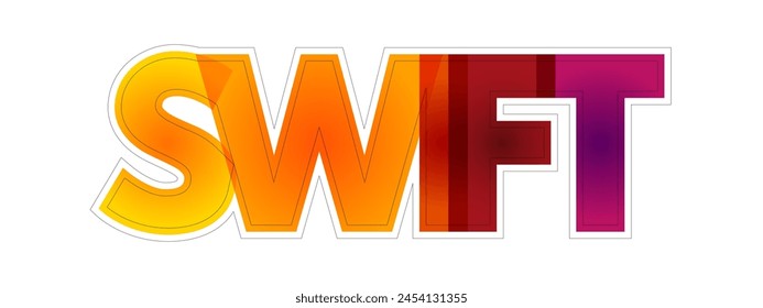 La red de mensajería de SWIFT es un componente del sistema de pagos global, un colorido concepto de texto de fondo