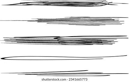 Swift twisted and crossed strikethroughs.
Set of highlight lines and signatures.
Brush stroke  markers or ink.Doodle vector graphic elements.