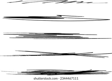 Swift twisted and crossed strikethroughs.
Set of highlight lines and signatures.
Brush stroke  markers or ink.Doodle vector graphic elements.