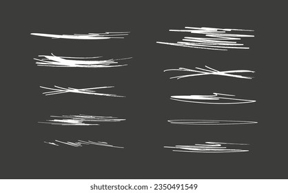 Swift giró y cruzó los tintes.
Conjunto de líneas de resaltado y firmas.
Marcadores de trazo de pincel o elementos gráficos vectoriales de tinta.Doodle.