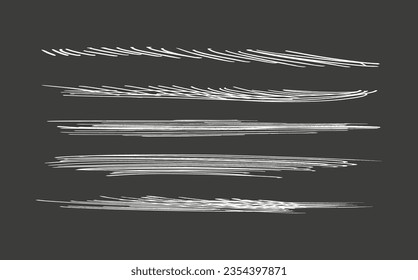 Swift twisted and crossed strikethroughs.
Set of highlight lines and signatures.
Brush stroke  markers or ink.Doodle vector graphic elements.