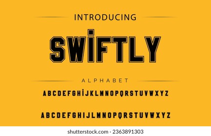 Swiftly Sport Modern Italic Alphabet Font. Typography urban style fonts for technology, digital, movie logo design. vector illustration