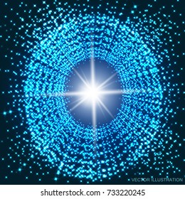 Swiftness and infinity. Achieving the goal. The way to infinity. Deep space. Striving for the goal and achieving the maximum. The pursuit of excellence. Abstract background in bright blue tones.