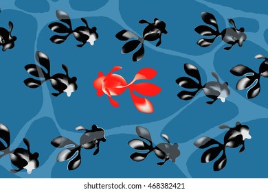 Swim against the tide - concept individualism image with illustration