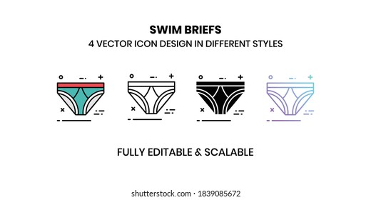 Swim Briefs Vector Illustration Icons In Different Style