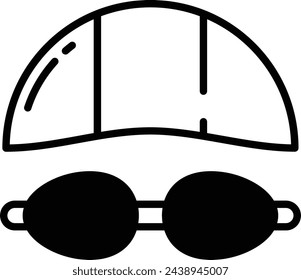 Swim Cap glyph and line vector illustration