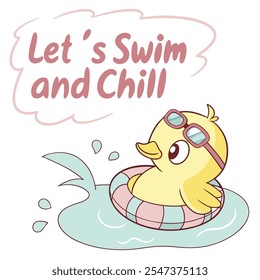 Swim and Chill: Cute Bird in Pool Vector Design