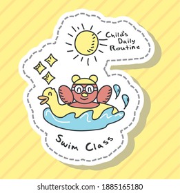 Swim class child's daily routine sticker