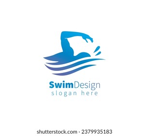 Swim design Swimming logo silhouette Sea Ocean Water Wave Logo	
