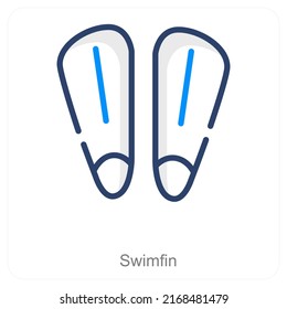 swim fin and diving icon concept