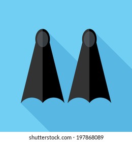 Swim fin flat icon.Flat design style modern vector illustration. Isolated on stylish color background. Flat long shadow icon. Elements in flat design.