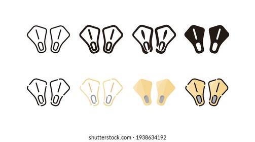 Conjunto de iconos Swim Fin (conjunto de iconos vectoriales de 8 estilos diferentes)