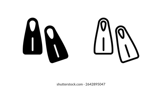 Conjunto de Ícones de Aletas do Swim. Um ícone preto de nadadeiras, representando equipamentos de natação.