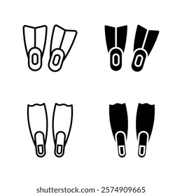 swim fins icon set color editable