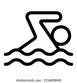 Icono De Natación Plano Aislado En Fondo Blanco