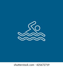 Swim Flat Icon On Blue Background