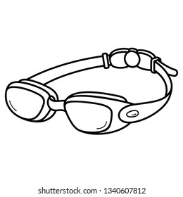 Swim goggles. Vector outline icon isolated on white background.