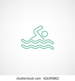 Swim Green Flat Icon On White Background