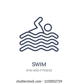 Swim icon. Swim linear symbol design from Gym and Fitness collection. Simple outline element vector illustration on white background