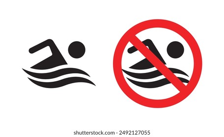 swim icon no swim sign design isolated white background