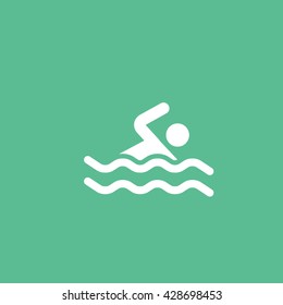 Swim Icon On Green Background
