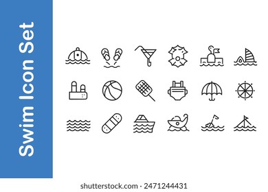 Swim Icon Set with vector collections. 