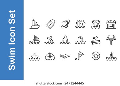 Swim Icon Set with vector collections. 