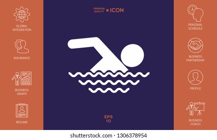 Swim icon symbol. Graphic elements for your design