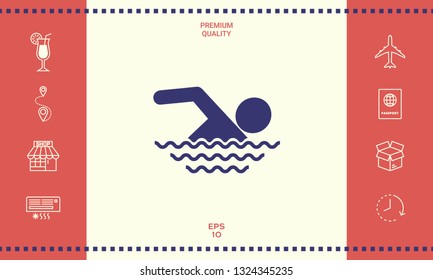 Swim icon symbol. Graphic elements for your design