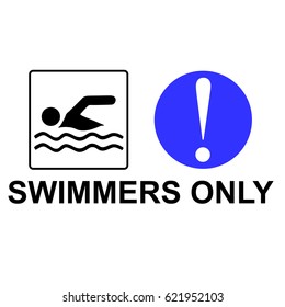 Swim icon vector and exclamation mark symbol
